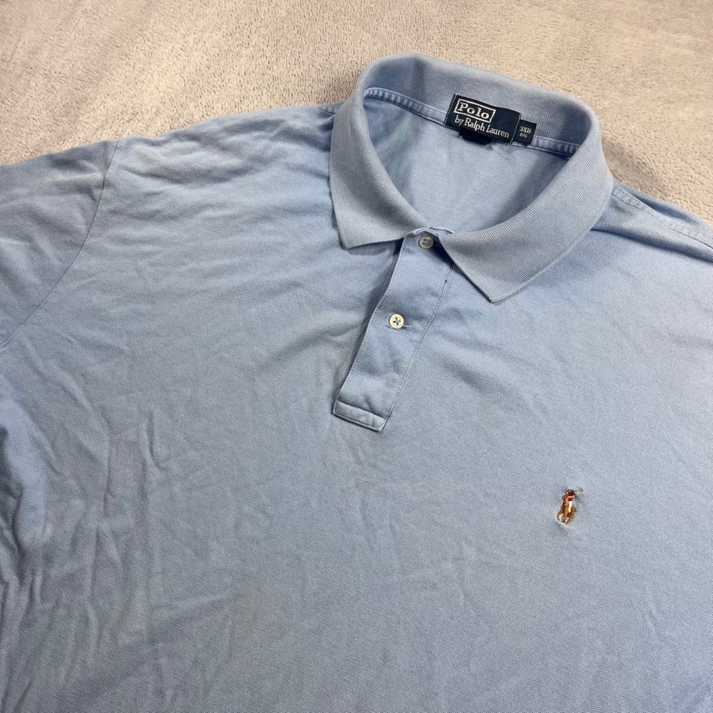 Polo Ralph Lauren Men 3XB Big Light Blue Short Sleeve Pique Polo Shirt Pony Logo